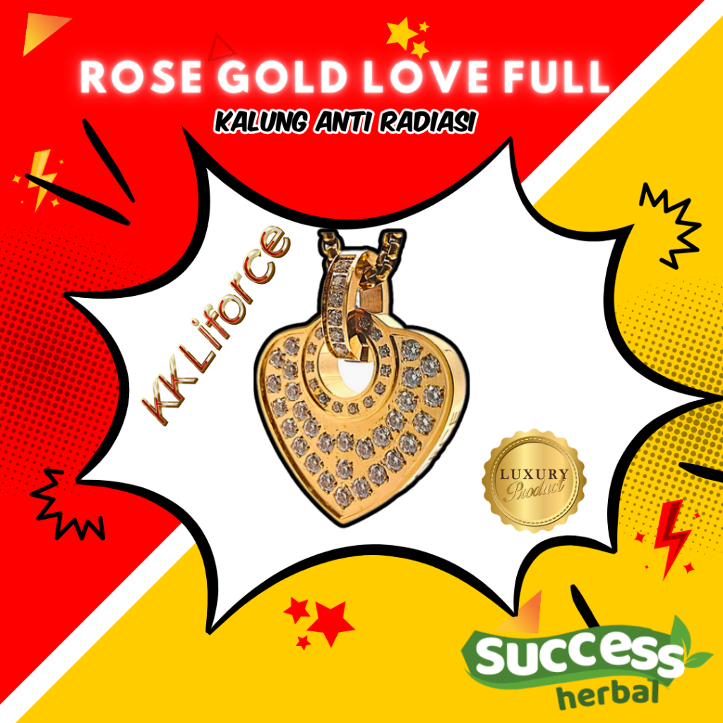 Kalung Energi untuk Kesehatan wanita  KK Liforce KK Lifeforce Rose Gold Love Full Stone (Paket Pemul