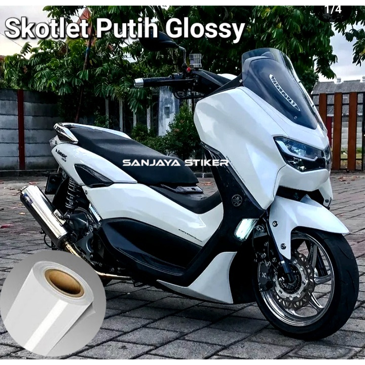 Skotlet Putih Glossy Mengkilat Stiker Motor Putih Metalik