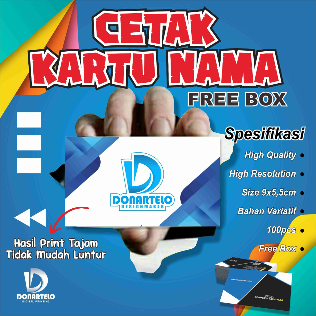 

CETAK KARTU NAMA/NAME CARD, 100pcs + Box, Free Desain