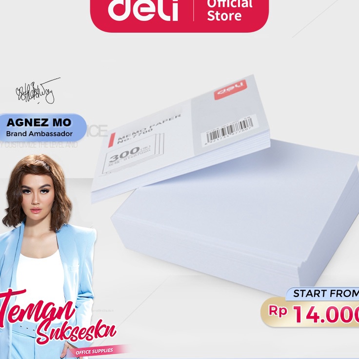 

BERKAH NATAL Deli Memo Paper Kertas Memo 3 Lembar Warna Putih Tanpa Kotak 77 771