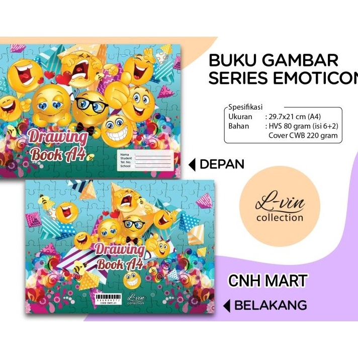 

DISKON NATAL Buku Gambar A 4 EMOTICON isi 1 pcs Harga 1 PCS HVS 8 GRAM