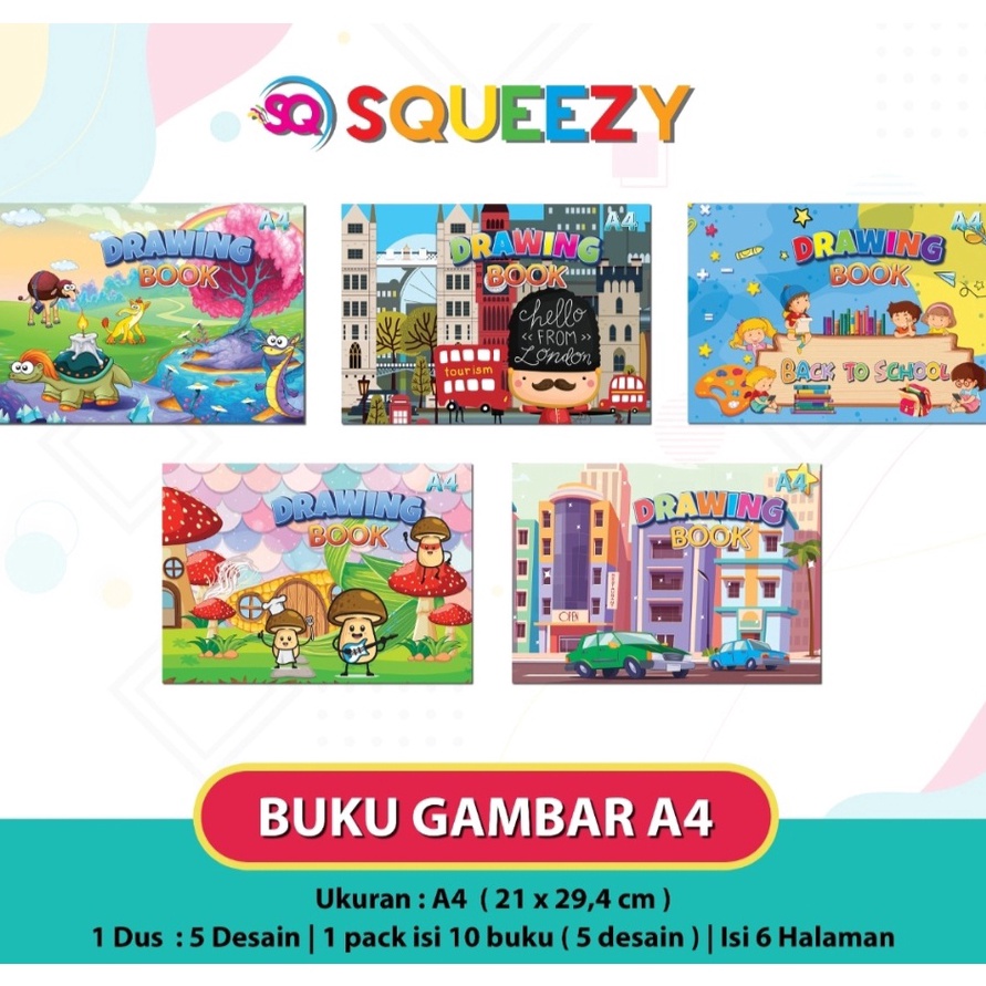 

BIG SELLER Buku Gambar A4 Squeezy 6 Lembar pack 1 buku