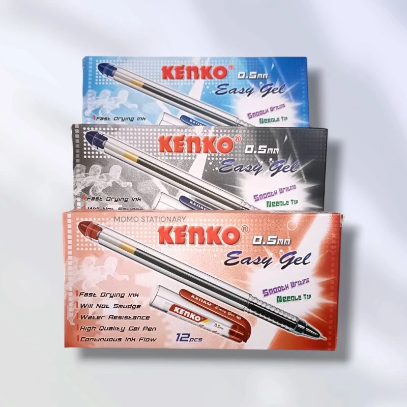 

KENKO Pulpen Jel / Pena Jel Gel Easy Gel 0.5mm Warna Hitam/Biru/Merah Tersedia 1 Pack (12 Pcs) / 6 Pcs / 3 Pcs