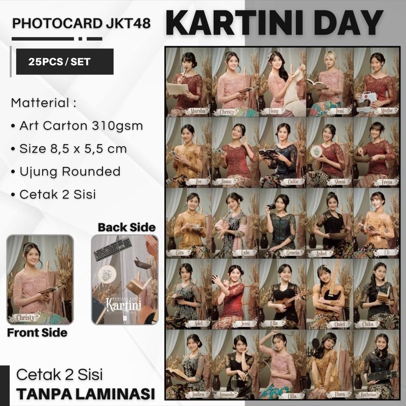 PHOTOCARD JKT48-KARTINI DAY-CETAK 2SISI-ISI25PCS