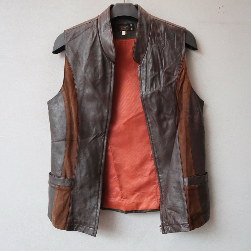 Rompi kulit asli domba cewek wanita vest kulit jaket kulit leather jacket Pl bekas preloved second