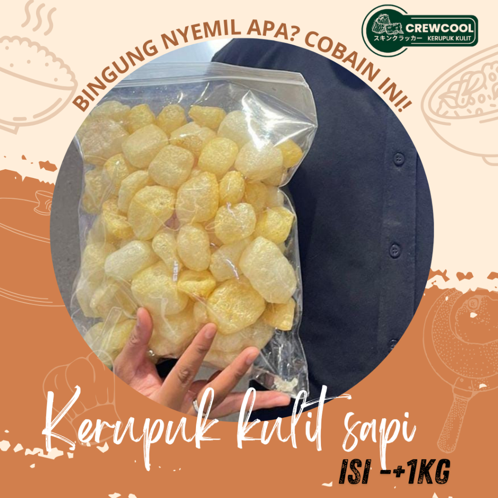 

Kerupuk Kulit CrewCool Rasa Asin / Original Ukuran -+1Kilo Gram