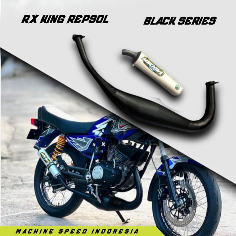 KNALPOT KOLONG REPSOL RX KING SPESIAL HITAM DOFF ORIGINAL MACHINE BUKAN ABRT