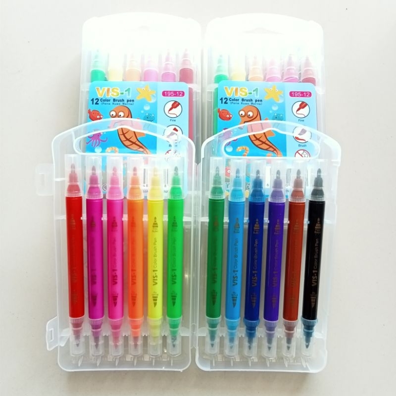 

Dual Tip Brush Pen Marker VIS-1 195-12 12 Warna ( Set ) [ Original ]