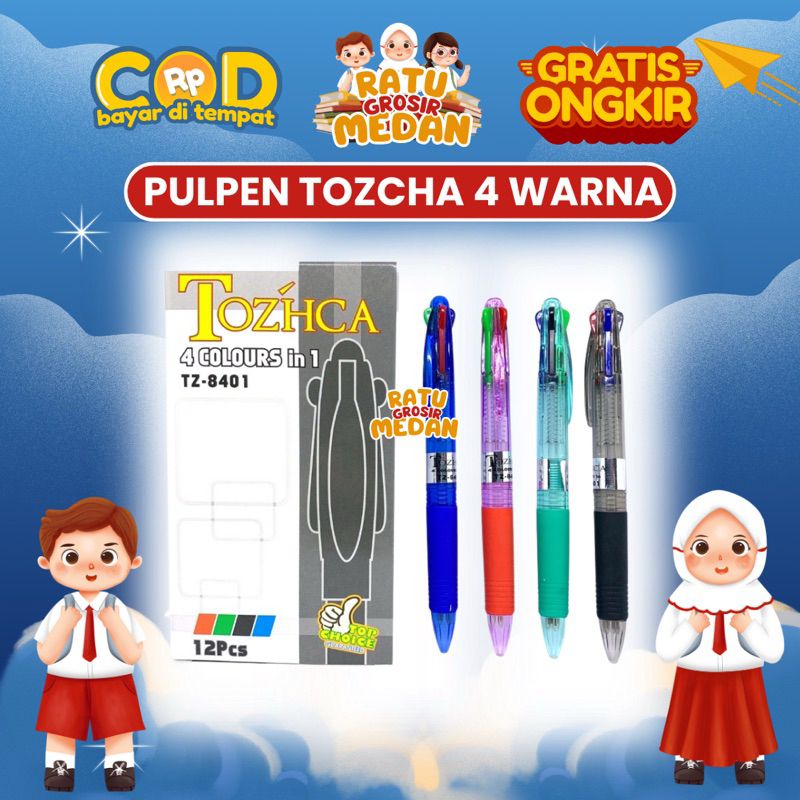 

Pulpen 4 Warna Tozcha 12 pcs / kotak