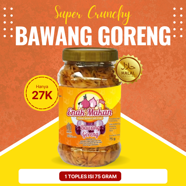 

Bawang Goreng Original Tanpa Tepung Dari Brebes & Sumenep Asli 1 toples 75 gram