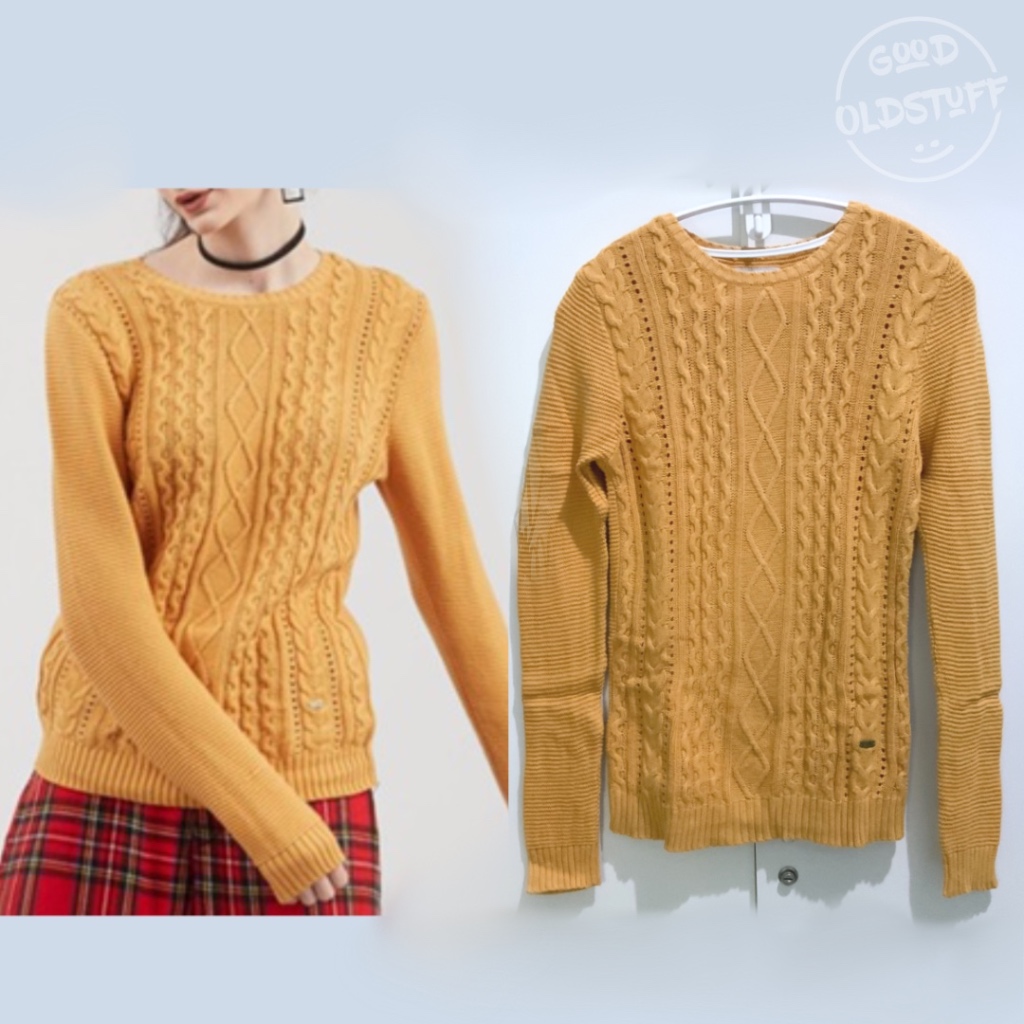 Preloved Greenlight Cable knit sweater Yellow mustard