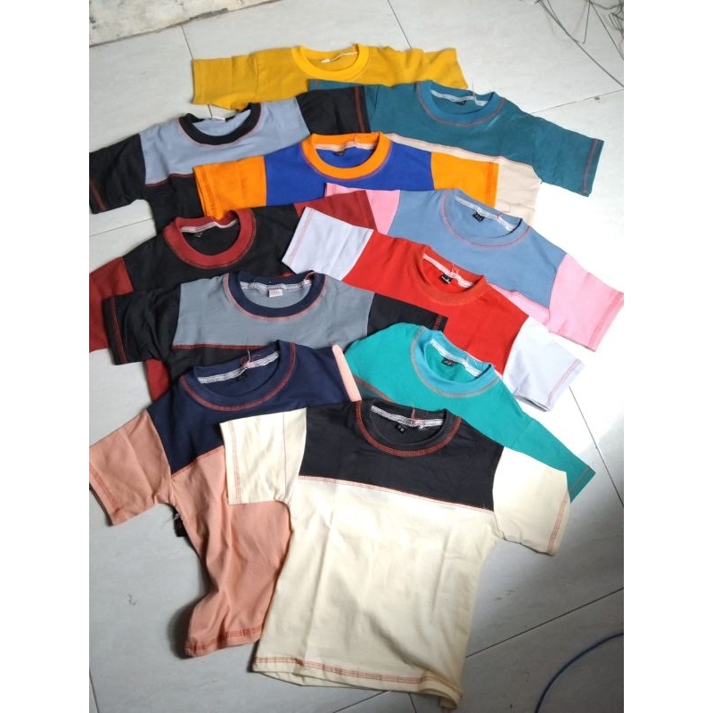 PAKET BORONG 4 KAOS ANAK CEWE COWO POLOS UKURAN L