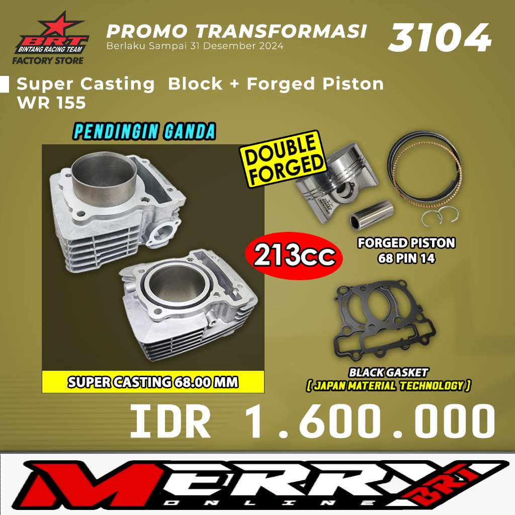 Promo Bore Up BRT Blok 66 66mm 68 68mm 70 70mm Nmax Aerox WR 155 R15 V3 VVA XSR Nmax Neo Aero Alpha