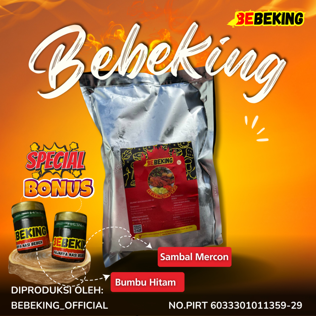

Bebeking ukuran L free sambal bebeking extra pedas dan bumbu hitam bebeking