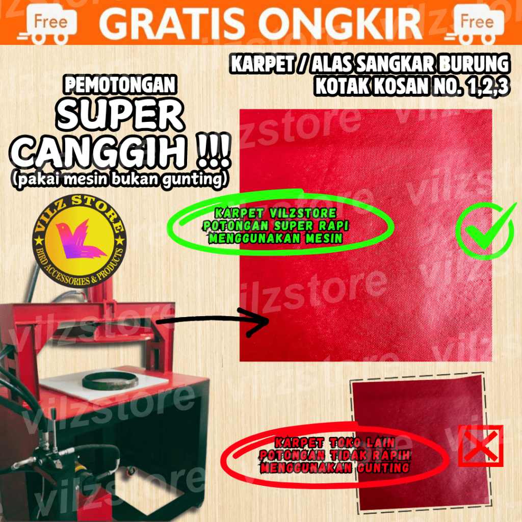 KARPET SANGKAR BURUNG KANDANG KOTAK KOSAN NO NOMOR 1 2 3 ALAS TATAKAN BAWAH TEBOK KURUNGAN PREMIUM
