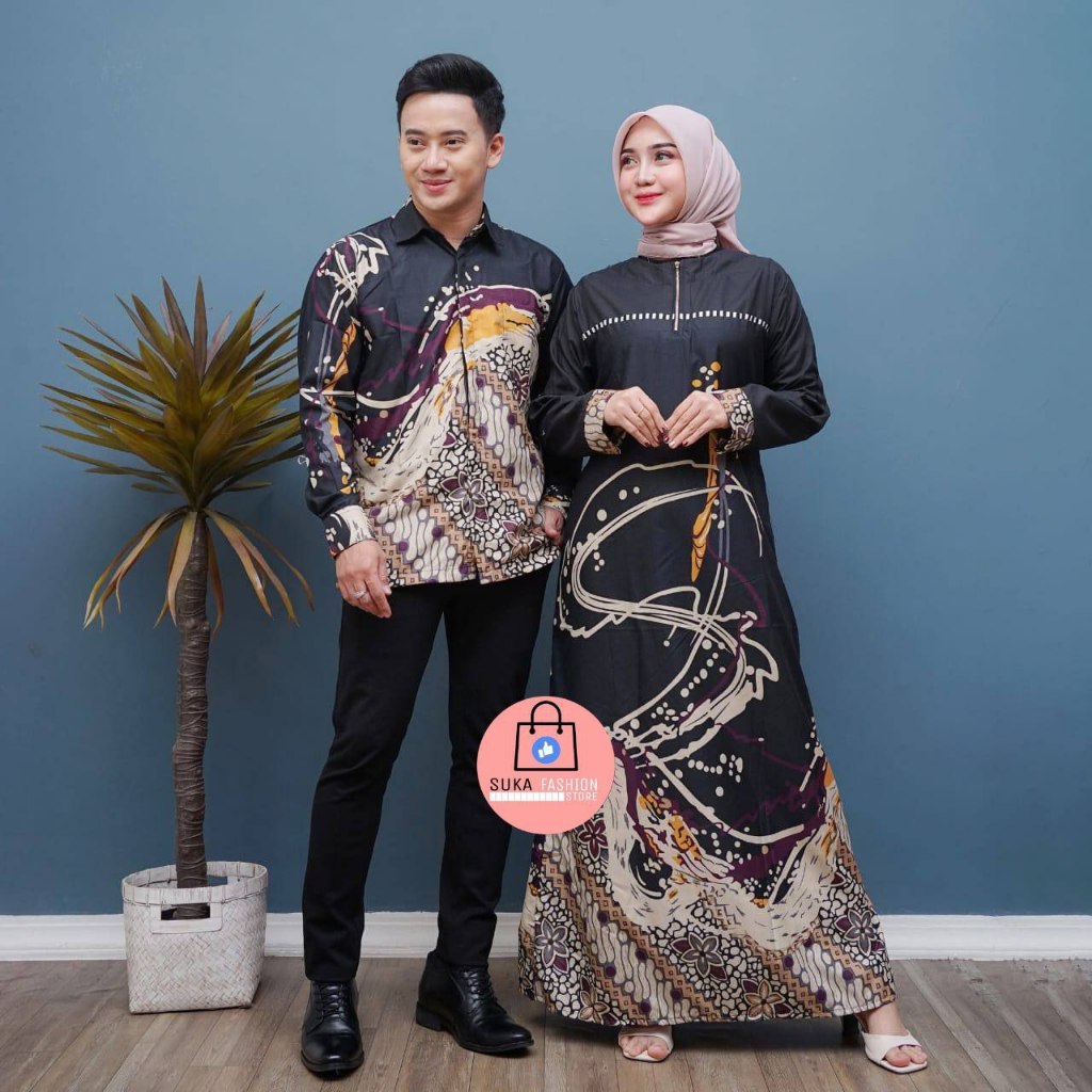 Baju gamis batik couple gamis batik terbaru gamis batik kombinasi batik sarimbit batik wanita modern