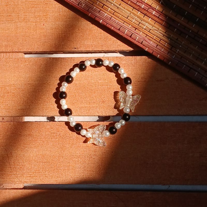 Gelang manik korea/ gelang mutiara simple/ gelang manik aesthetic/ gelang karet mutiara