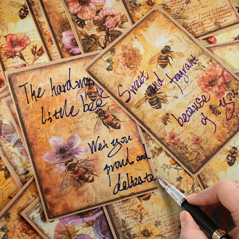 

40 Lembar Kertas Hias Seri Serangga Dalam Bunga 10x14cm Untuk Dekorasi Scrapbook Bullet Journal