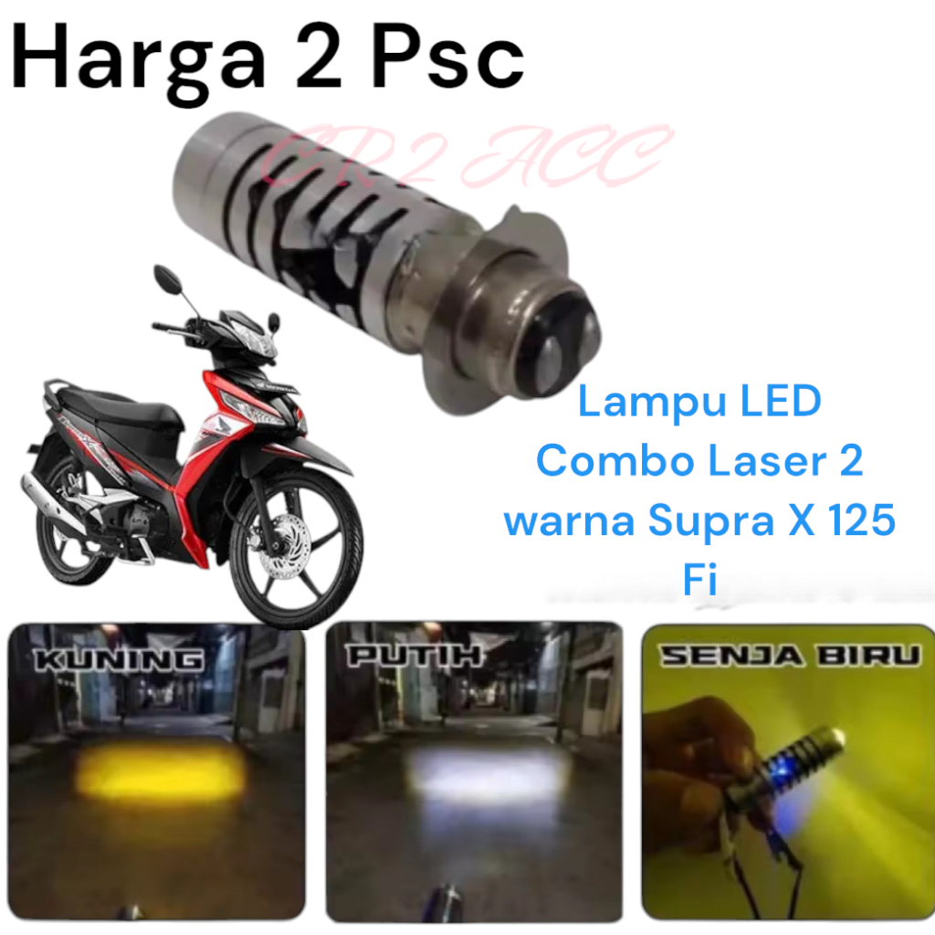 Bohlam Lampu Variasi Led Depan Motor Honda Supra X 125 FI Combo 2 Warna Putih Kuning
