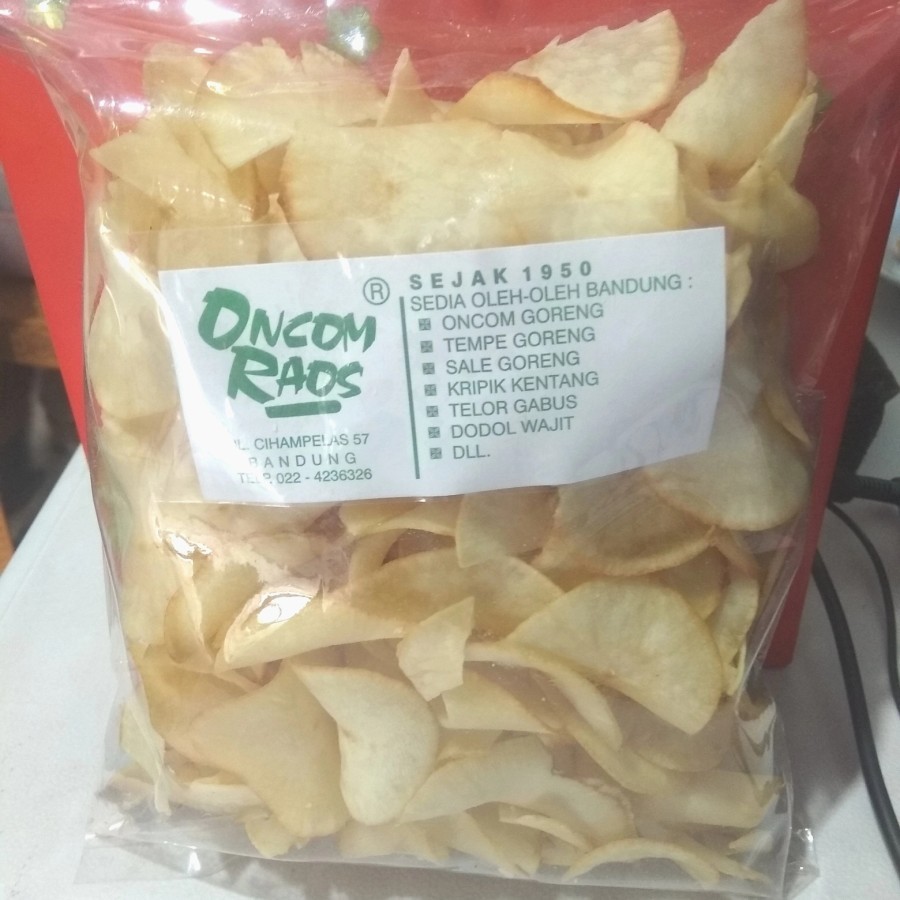 ONCOM RAOS BANDUNG Keripik Singkong Asin Ontjom Raos oleh oleh makanan bandung