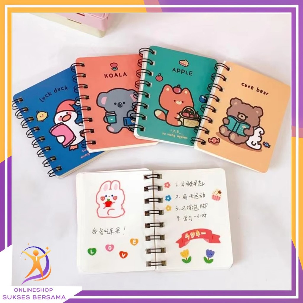 

OSB Notebook Ring Motif Kartun Buku Catatan Memo Spiral Buku Tulis Mini Binder Karakter Murah
