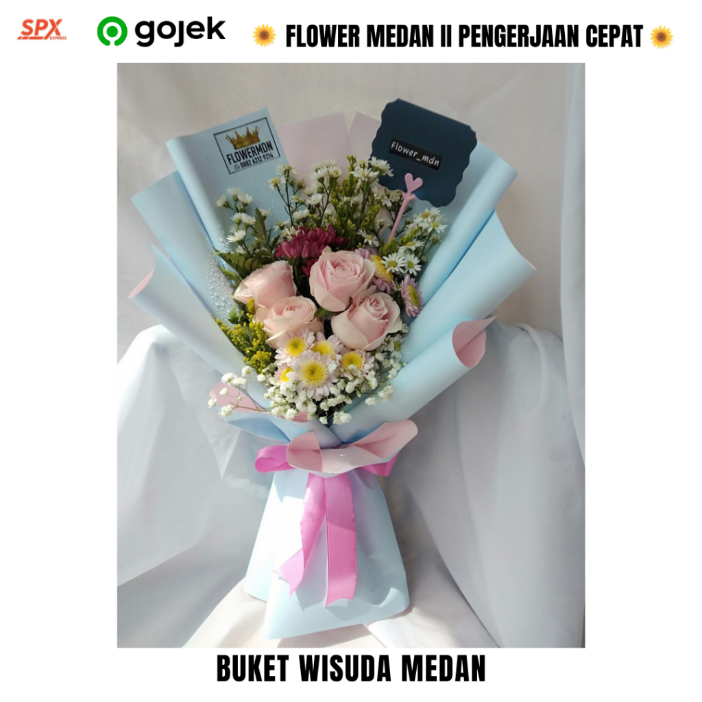 flower medan buket bunga valentine medan 4 tangkai mawar pink asli hadiah wisuda ulang tahun anniver