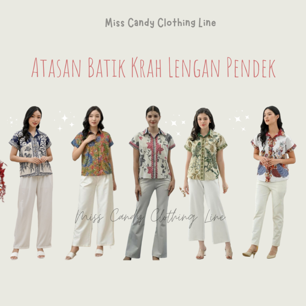 Atasan Blouse Batik Kerja Wanita Kerah Lengan Pendek 259 HT IJO BBC SOP YZ