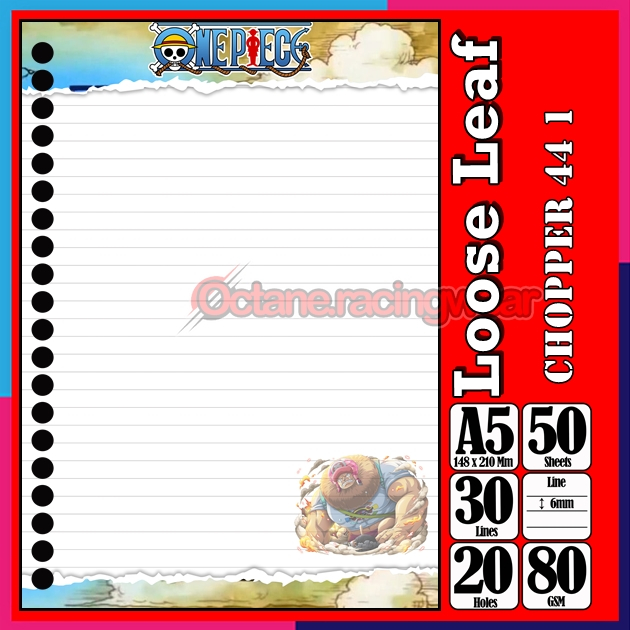 

Loose Leef Leaf A5 Isi 50 Lembar Binder Karakter Chopper Choper Crocodile Pasir Anime One PieceTerbaru Polos refil Refill Vol-22