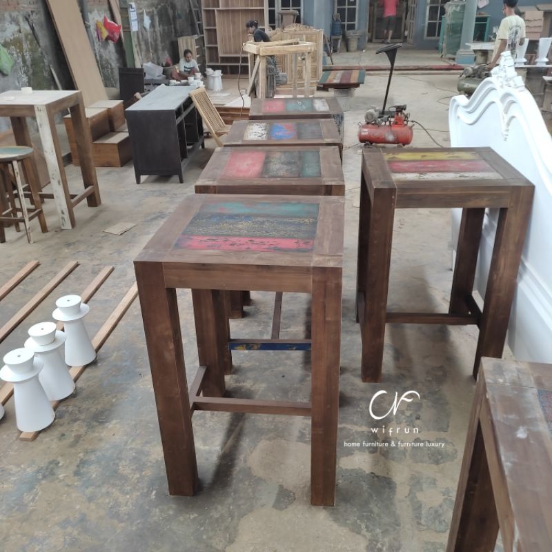 MEJA BAR ANTIK KAYU JATI / MEJA CAFE JATI ANTIQUE / MEJA KURSI BAR KAYU JATI LAMA / MEJA ANTIK JATI