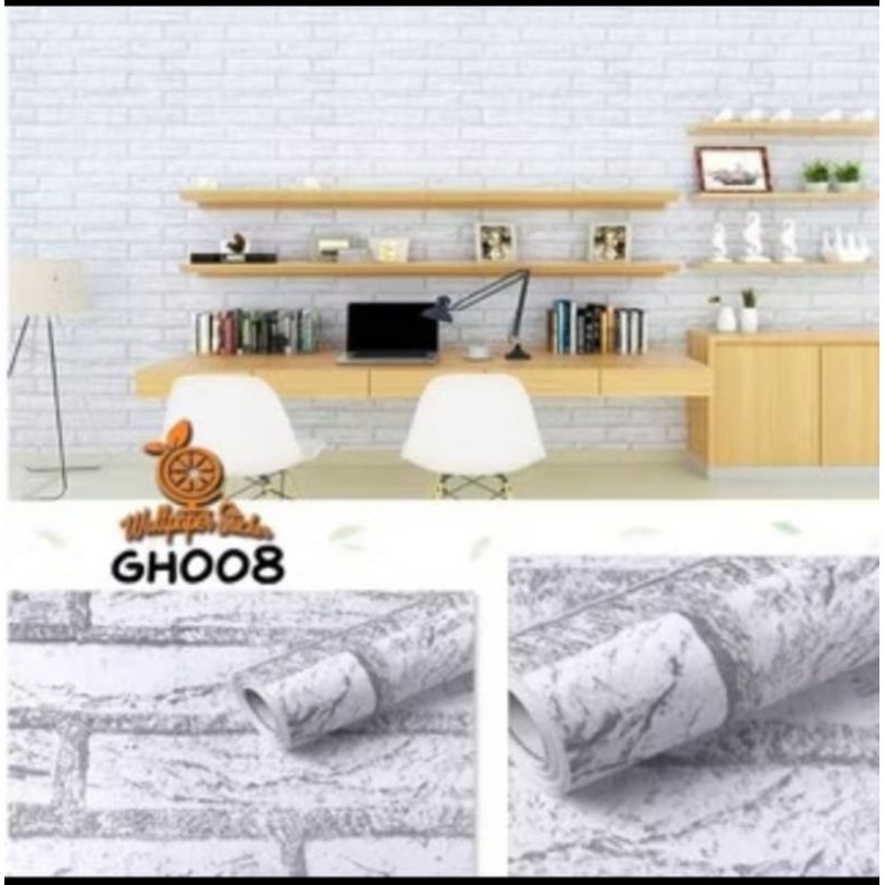 Wallpaper Sticker Dinding motif Bata Ukuran 45cmx 10m motif gh008 / cy1135 Karakter Polos salur foam