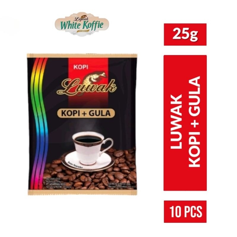 

LUWAK Kopi Bubuk + Gula 10x25gr / Luwak Kopi Bubuk + Gula Renceng 10 pcs