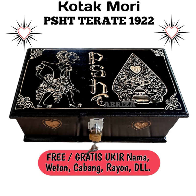Kotak Mori Psht Kayu Jati Ukir Motif Ukir Wayang Werkudhara Terbaru (Free Ukir Nama) / Tempat Penyim