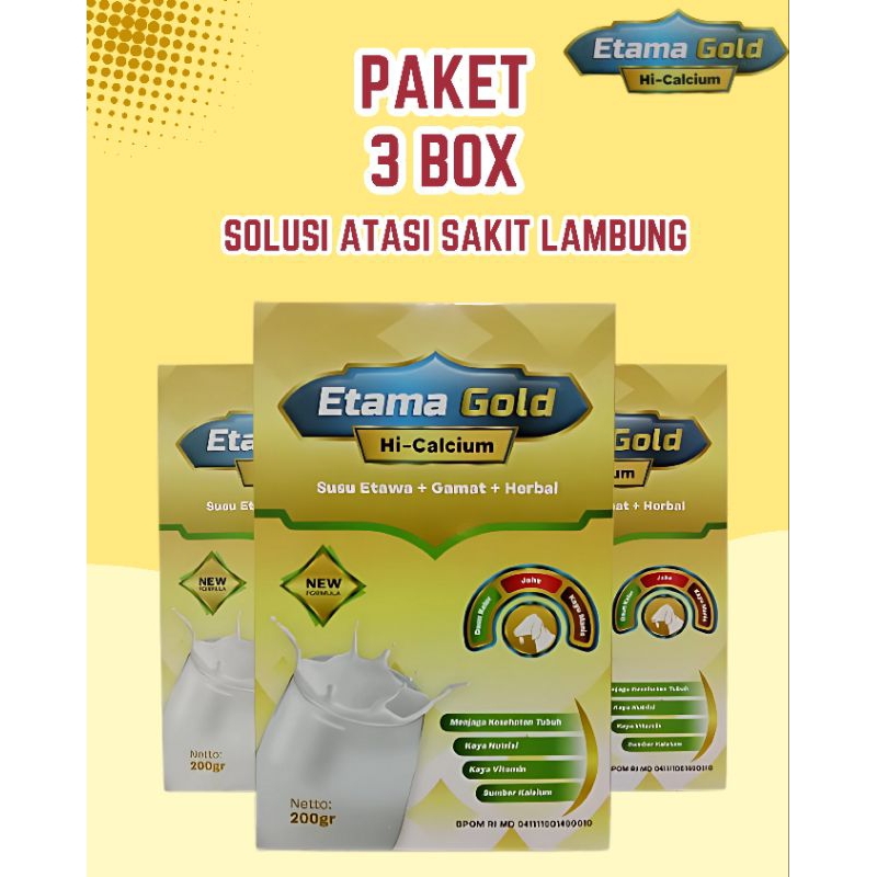 

( 3 BOX ) Etama Gold Susu Etawa Plus Gamat Rekomendasi Ilmiah Atasi Nyeri Sendi & Tulang