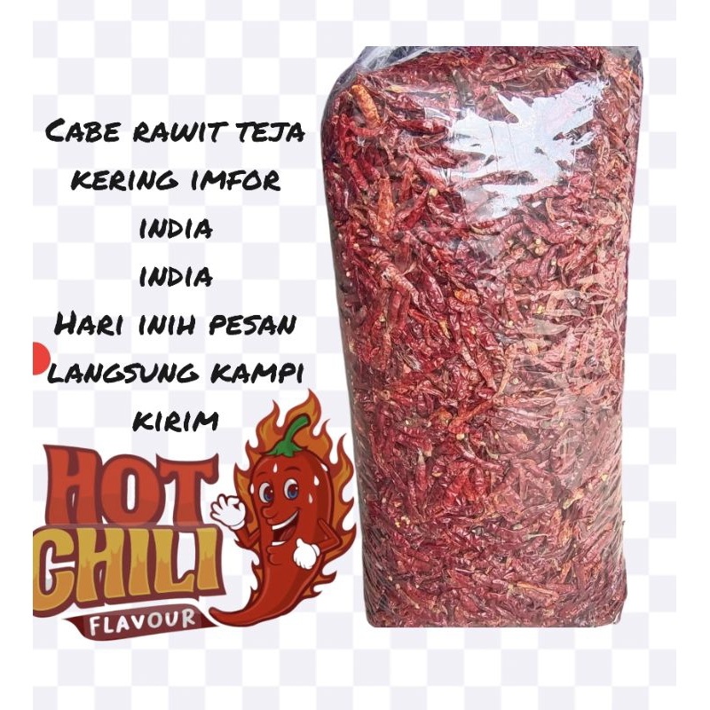 

( 5kg ) CABE RAWIT TEJA KERING IMFOR INDIA KUALITAS SUPER MERAH SUPER PEDAS