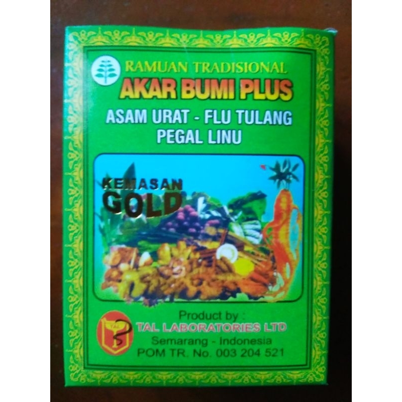 

akar bumi plus serbuk asam urat kemasan gold original 100% isi 12 bungkus