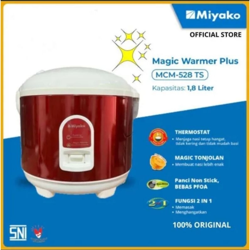 MIYAKO Rice Cooker Magic Com penanak nasi MCM-528 TS 528TS MCM528TS (1,8 L)