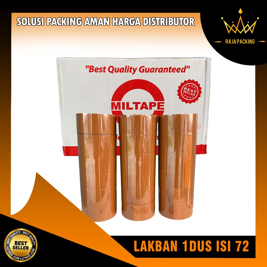 

Lakban Miltape Cokelat 1 Dus isi 24 pak 72 pcs Premium Harga Distributor Lakban Packing