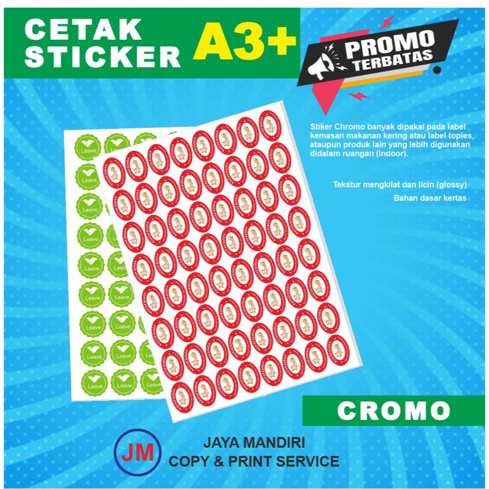 

Stiker Label /Cetak Stiker Label Kemasan/Stiker bulat/Stiker Toples Chromo