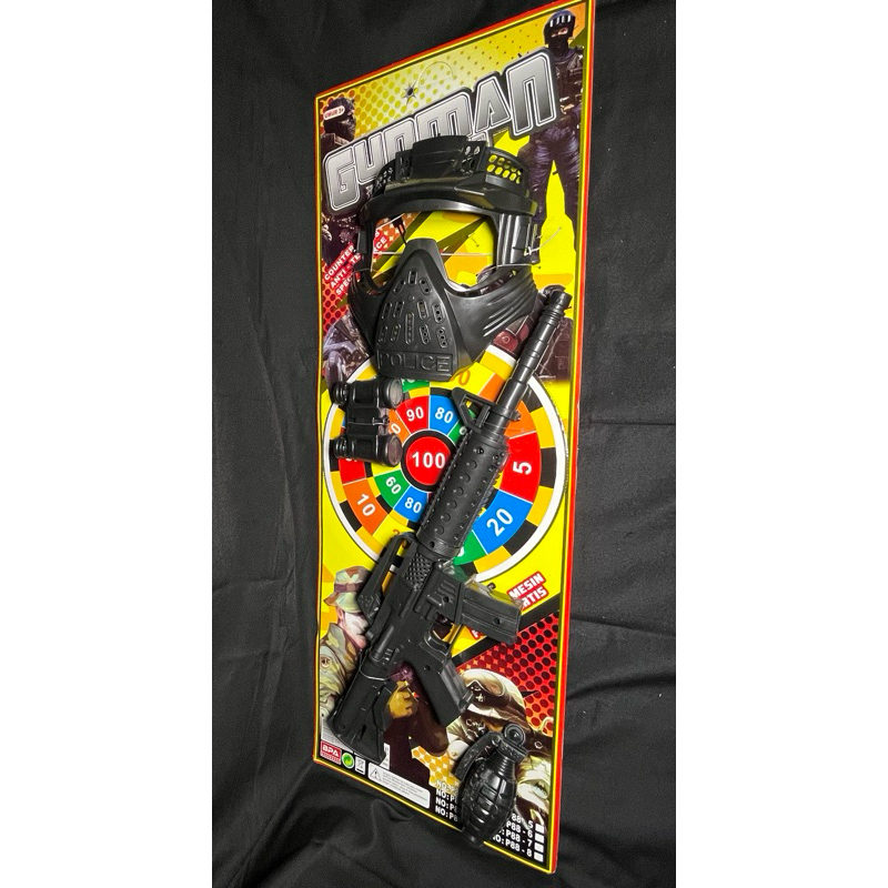 Mainan Set Tembakan Topeng Polisi SWAT Bunyi Suara Tanpa Baterai - Set Pistol Mainan Gunman Senapan 