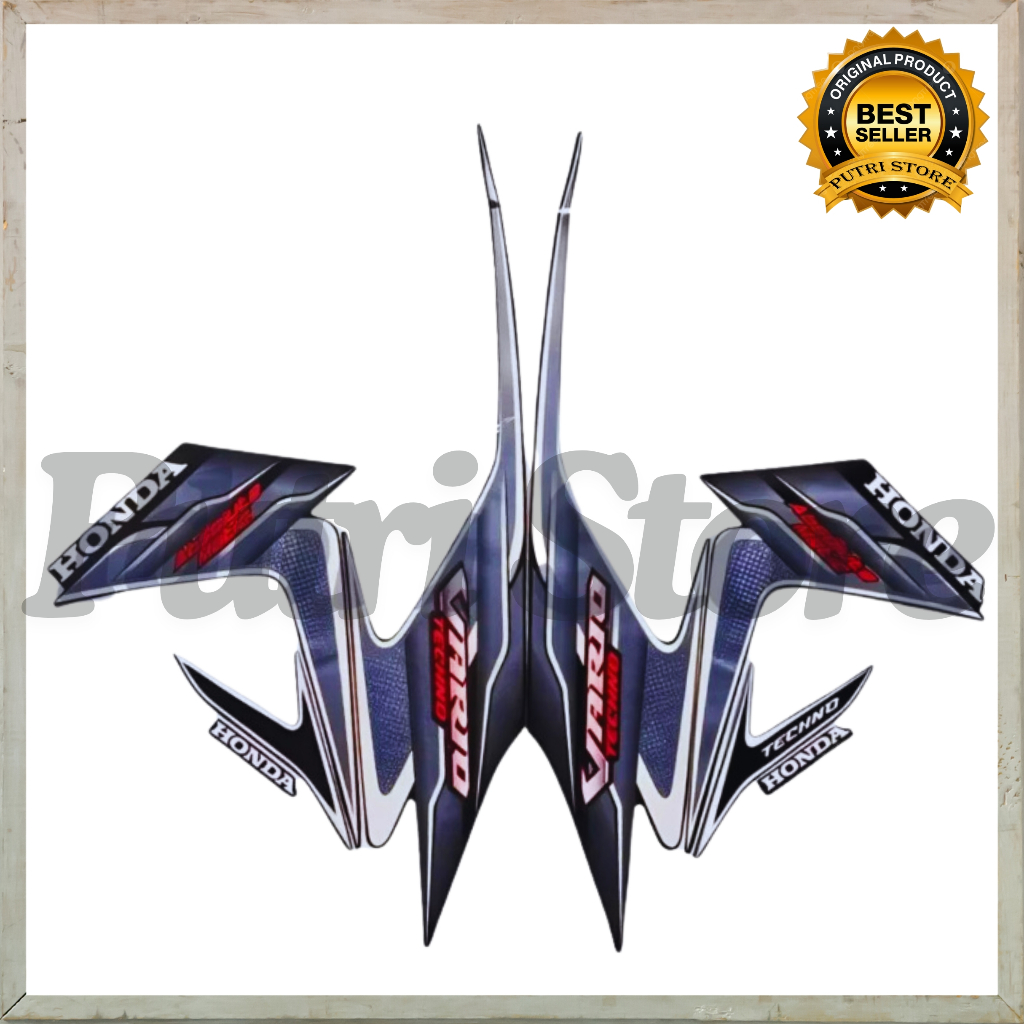 Stiker Striping Honda Vario Techno 2010 110 Putih Hitam List Stiker Standar Vario Techno 2010