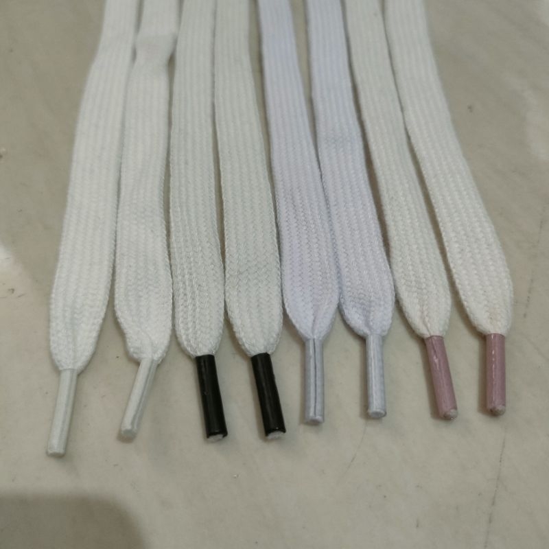 tali sepatu lebar 10mm panjang 85-105cm varian putih tulang/bw