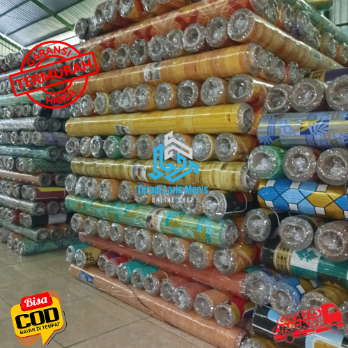 Karpet Plastik Perlak Lantai Ninimalis Kotak Dop Alas Meja Vinyl Motif Beragam Ukuran 120Cm X 100Cm