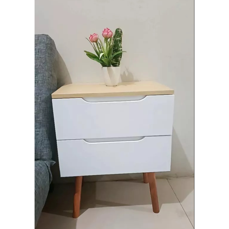 Meja Nakas Minimalis Modern Murah | Meja laci samping kamar minimalis 2 laci