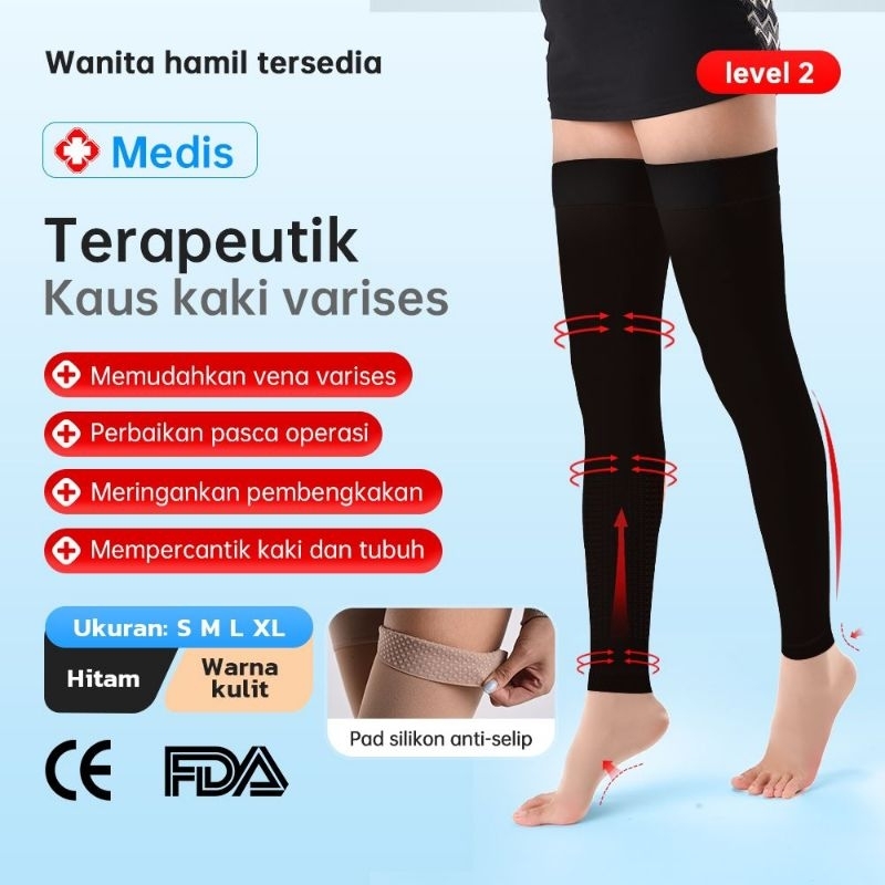 Kaos Kaki Kompresi Varises Stocking Varises Medical Compression Ccl 2 Pria Stoking Wanita Panjang