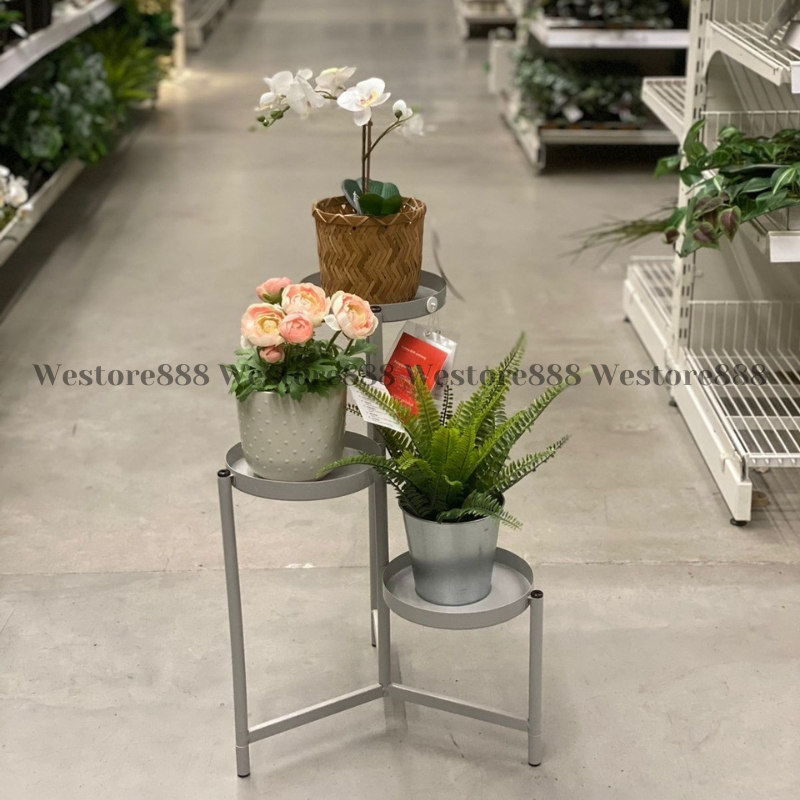 OLIVBLAD Stand Tanaman Dalam Luar Ruangan Dengan 3 Rak Pot Bahan Baja 58cm WEO IK6648