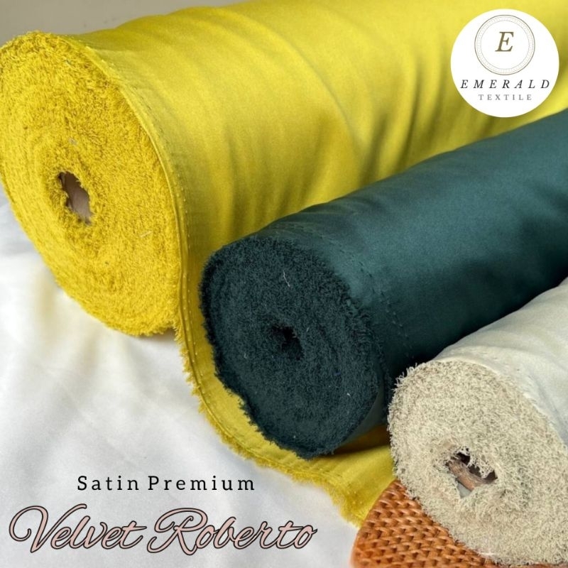 Grosir 1 GULUNGAN / ROLL Kain Satin Velvet Super Premium Silk Grade A ( HARGA PER 1 ROLL KAIN )