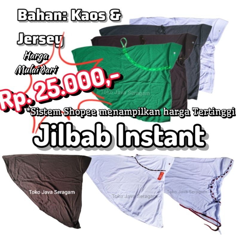 Kerudung Jersey Kaos Serut SD SMP SMA Jilbab Bergo Sekolah Kaos Putih Hitam Cokelat