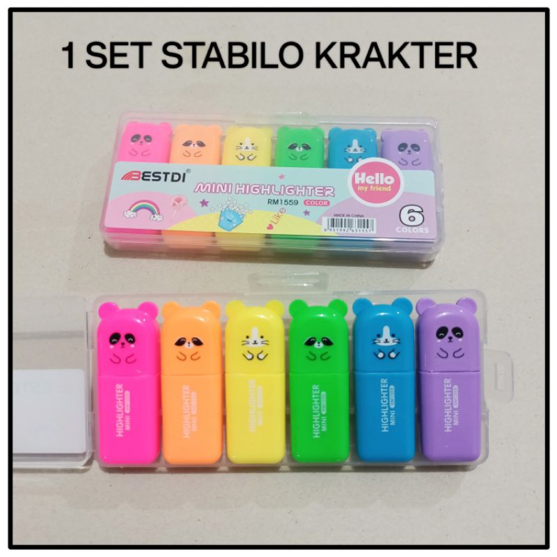 

1 Set Stabilo Karakter Warna Warni Isi 6 Pcs
