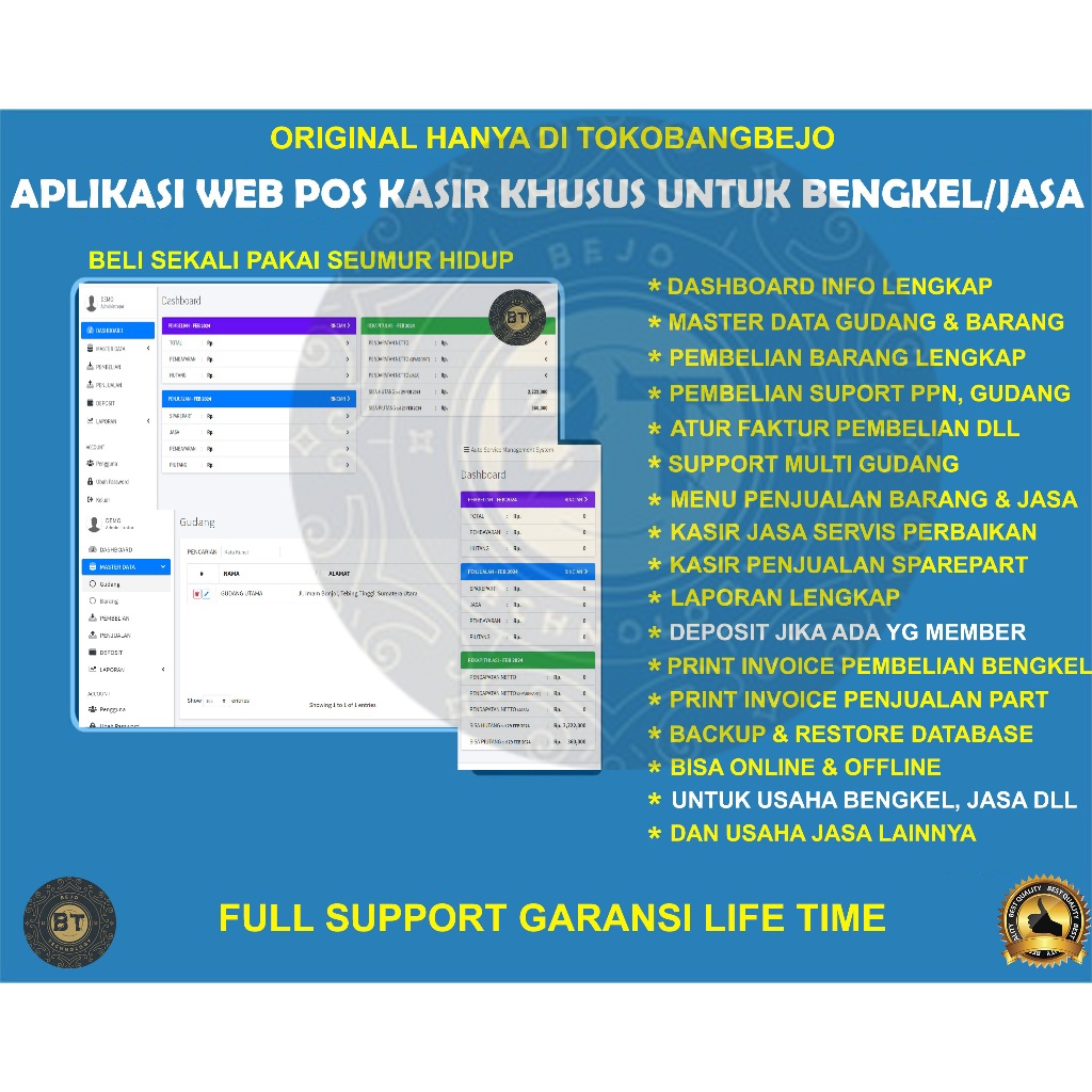 APLIKASI WEB SOURCE CODE BENGKEL MOBIL DAN MOTOR PENJUALAN SPAREPART LENGKAP SIAP PAKAI POS KASIR PE