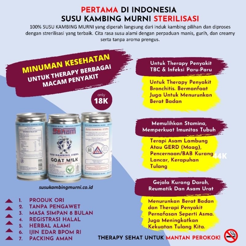 

Susu Kambing Murni Sterilisasi, 100% Susu Murni, 189 ml x 4 kaleng